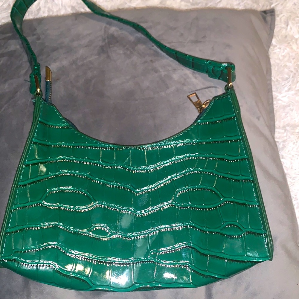 Faux Croc Emerald Shoulder Bag
